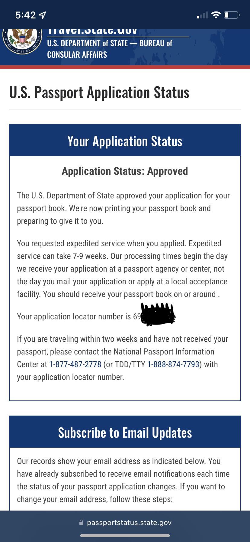 passport application no