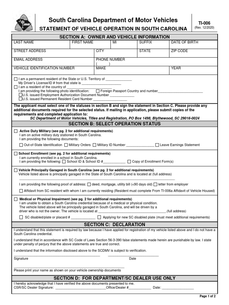 passport application south carolina