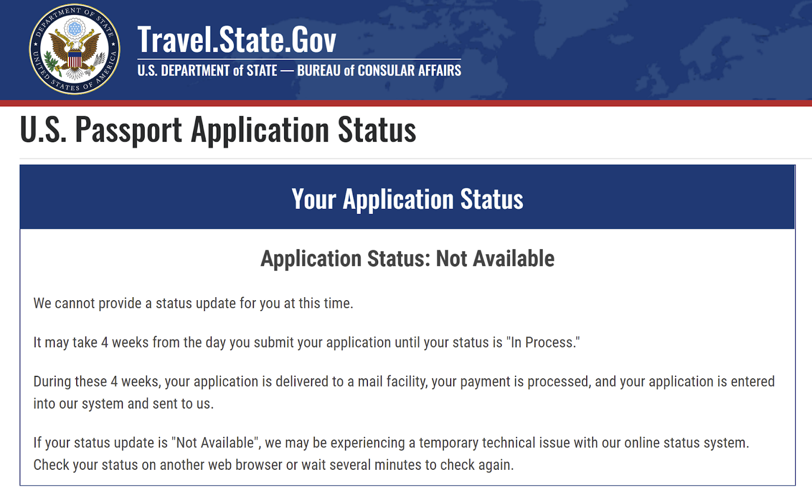 passport application status check