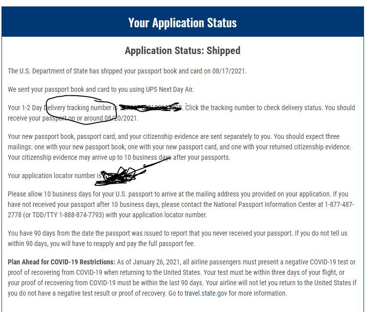 passport application status