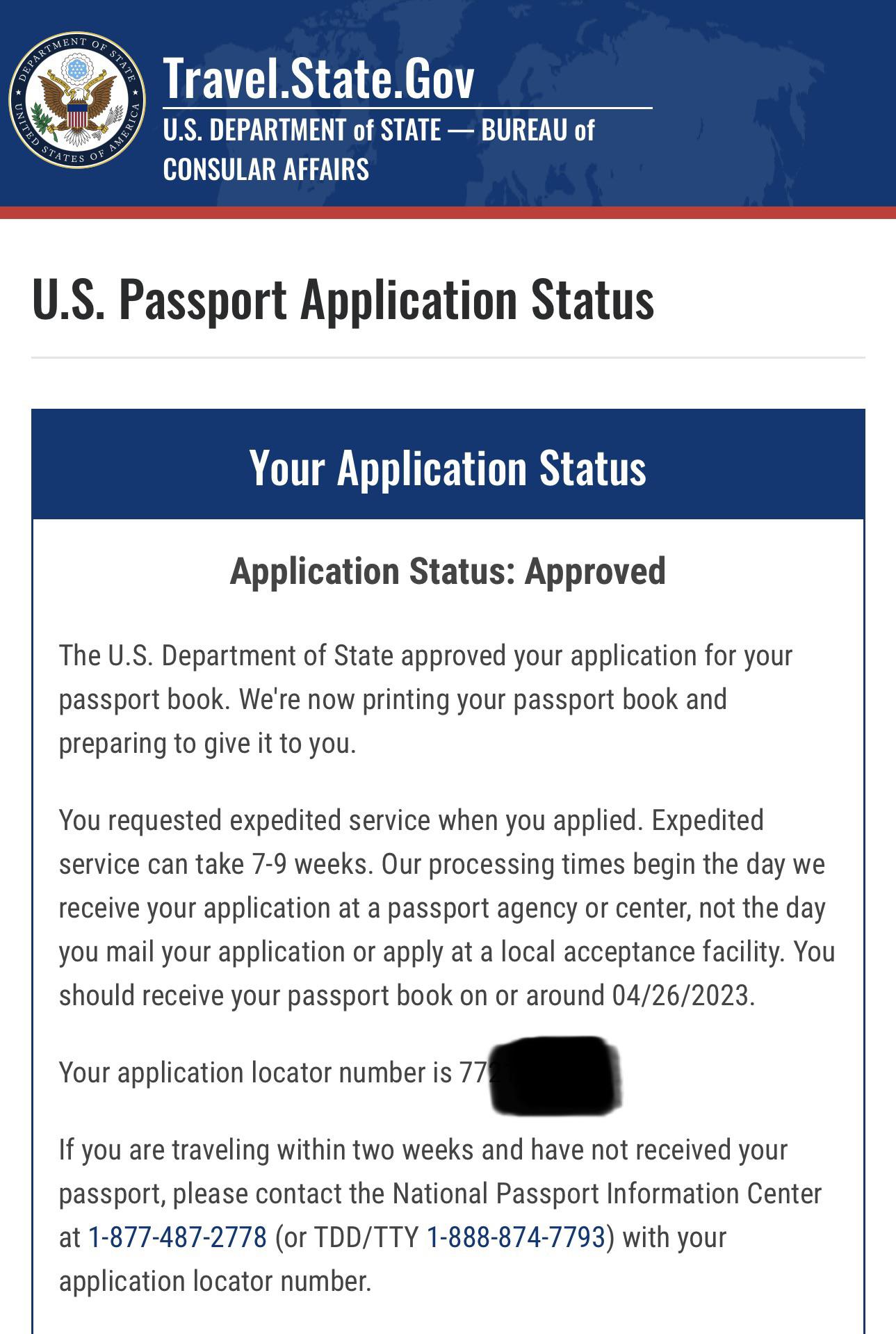 passport application status