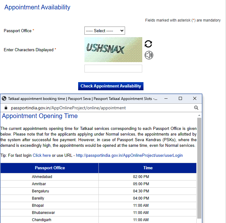 passport appointment availability