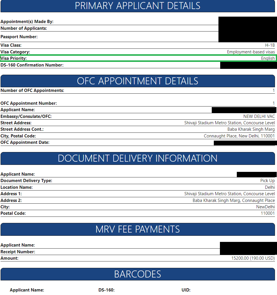 passport appointment confirmation