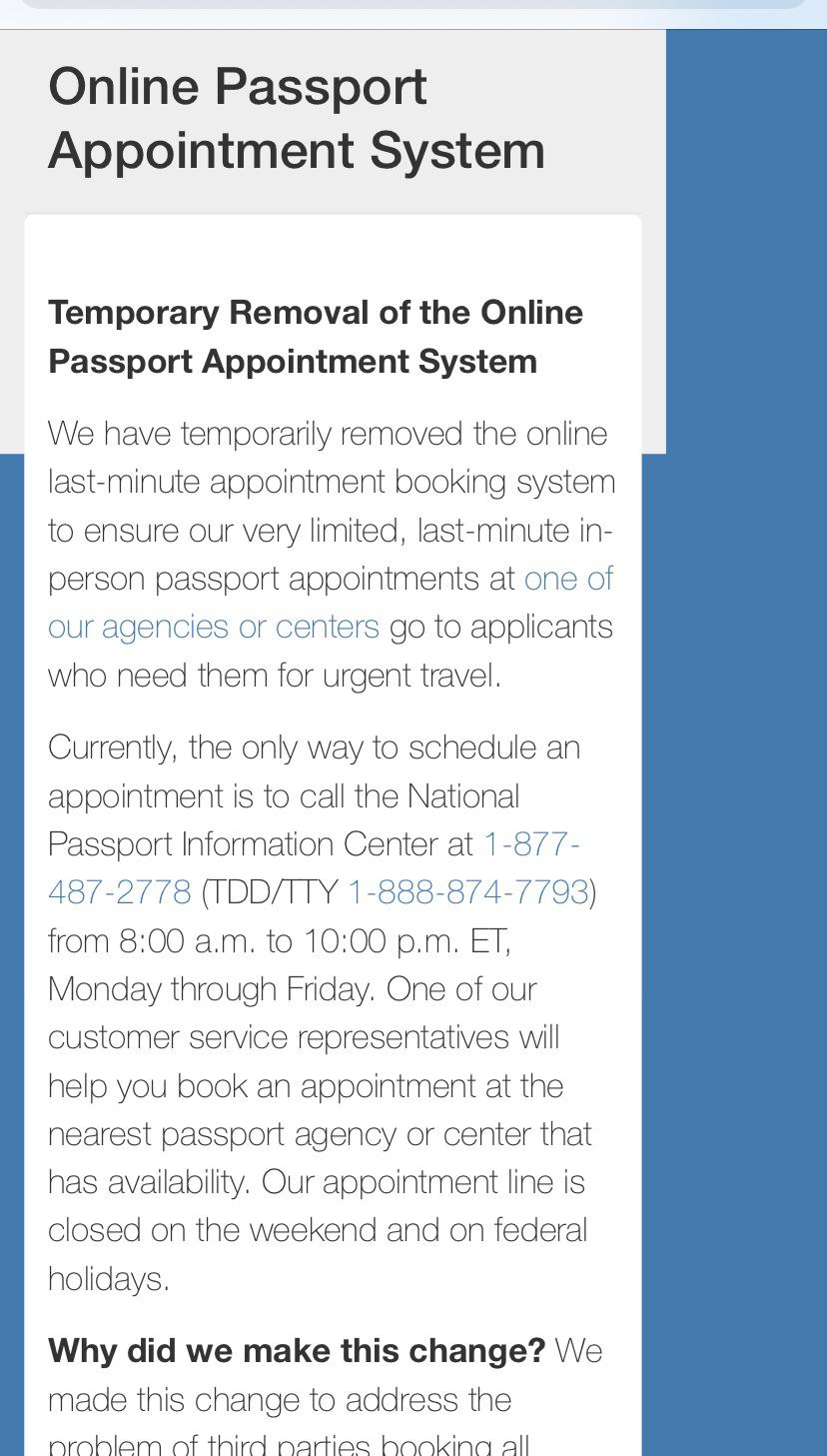 passport appointment scheduling