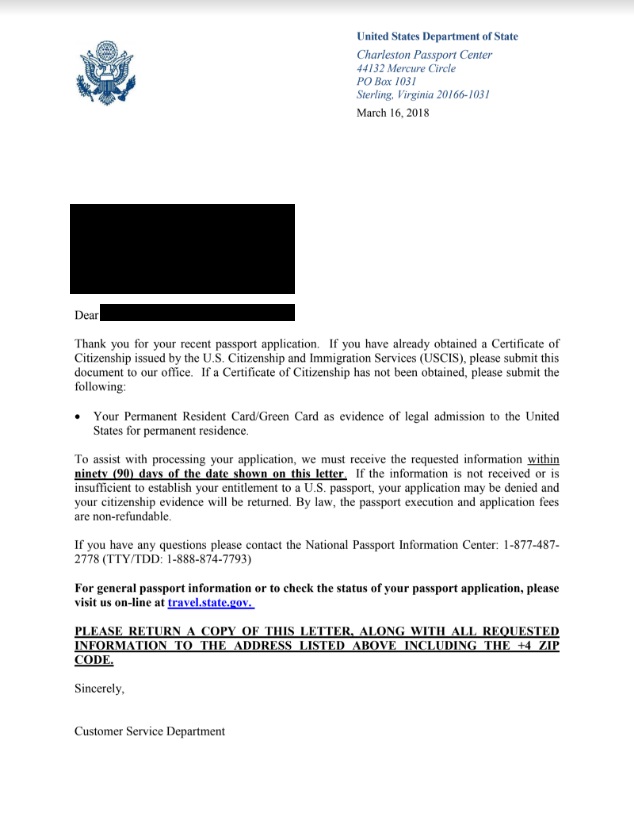 passport denial letter