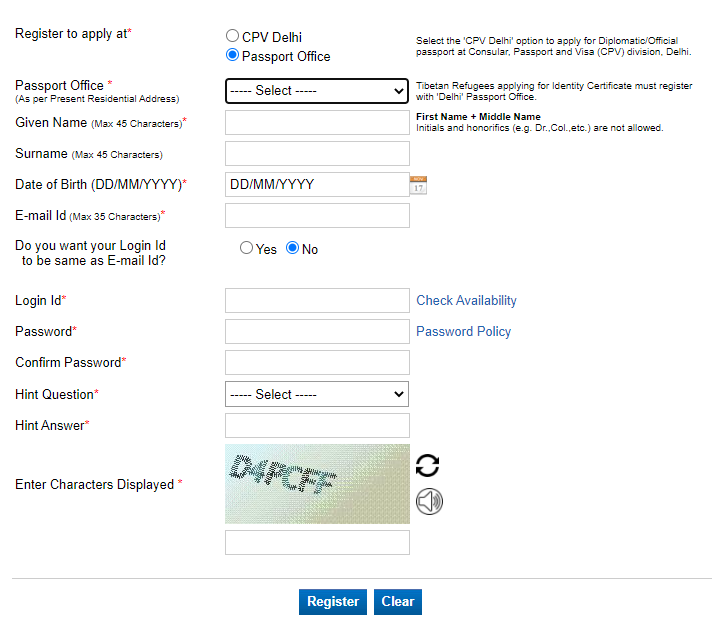 passport e seva login