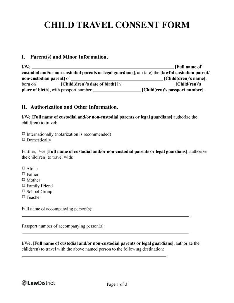 passport for minor consent form