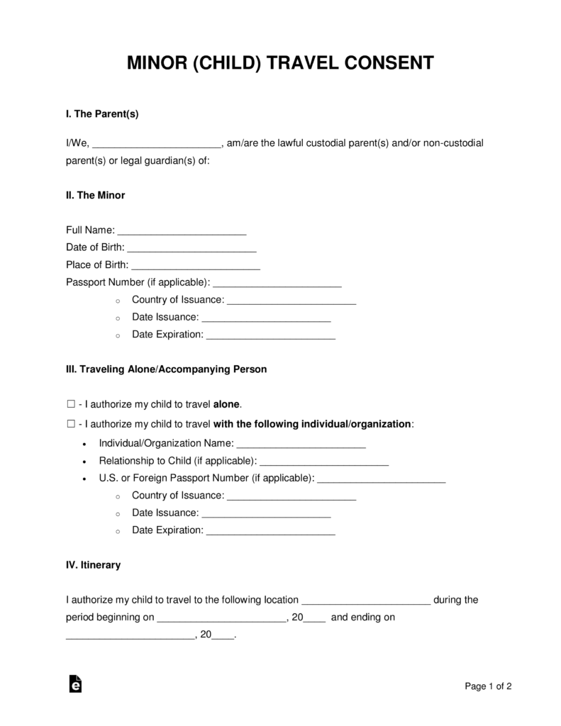 passport for minor consent form