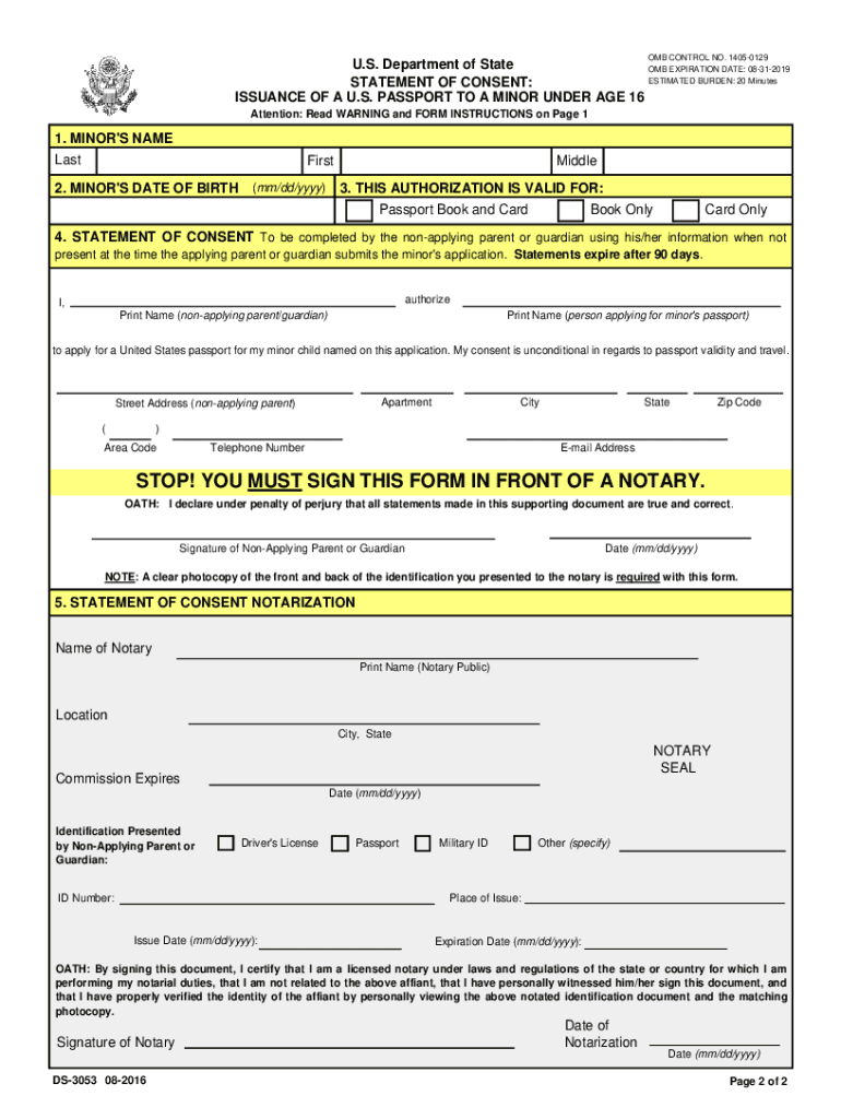 passport form for absent parent