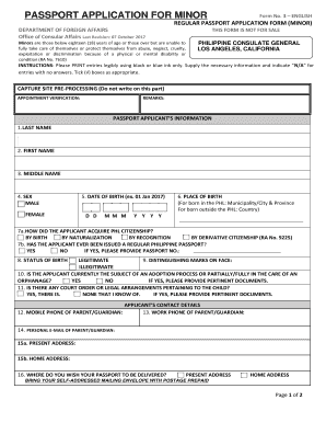 passport form for minor