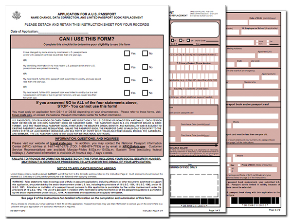 passport form for name change