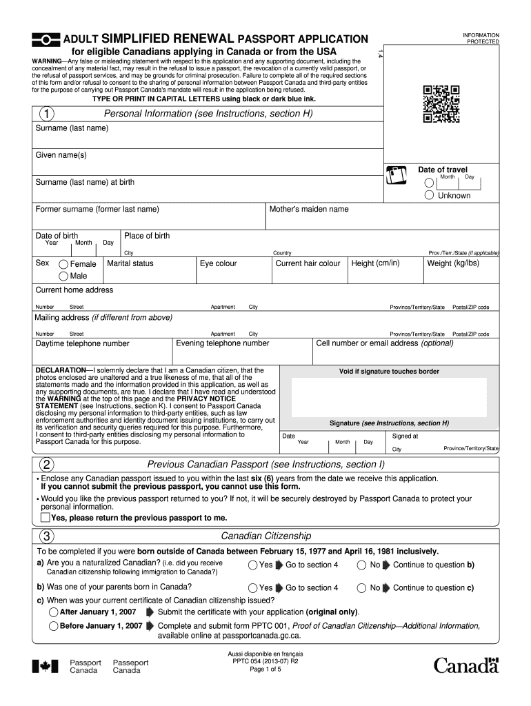 passport forms canada