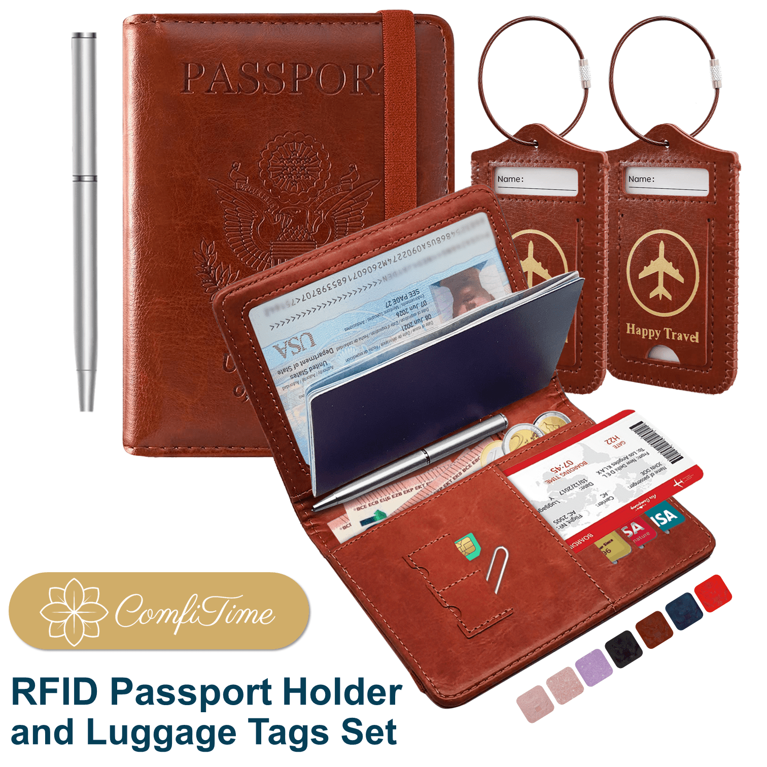 passport holder and luggage tag set