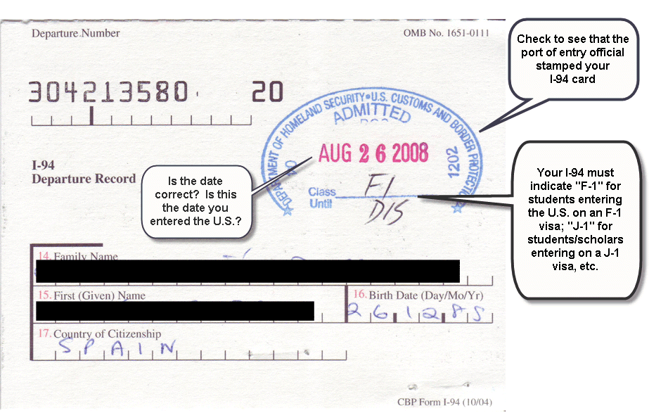 passport i 94 number