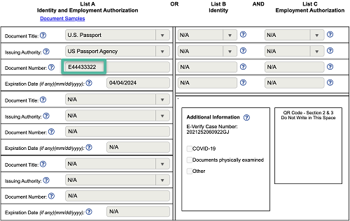 passport information number