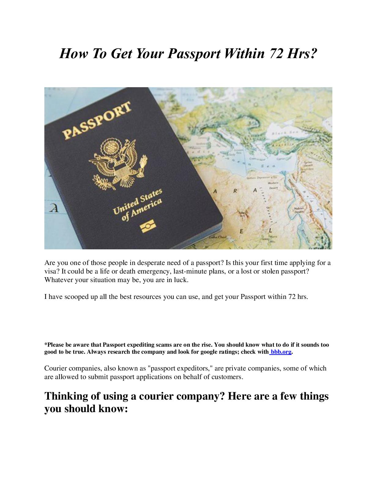 passport life or death emergency