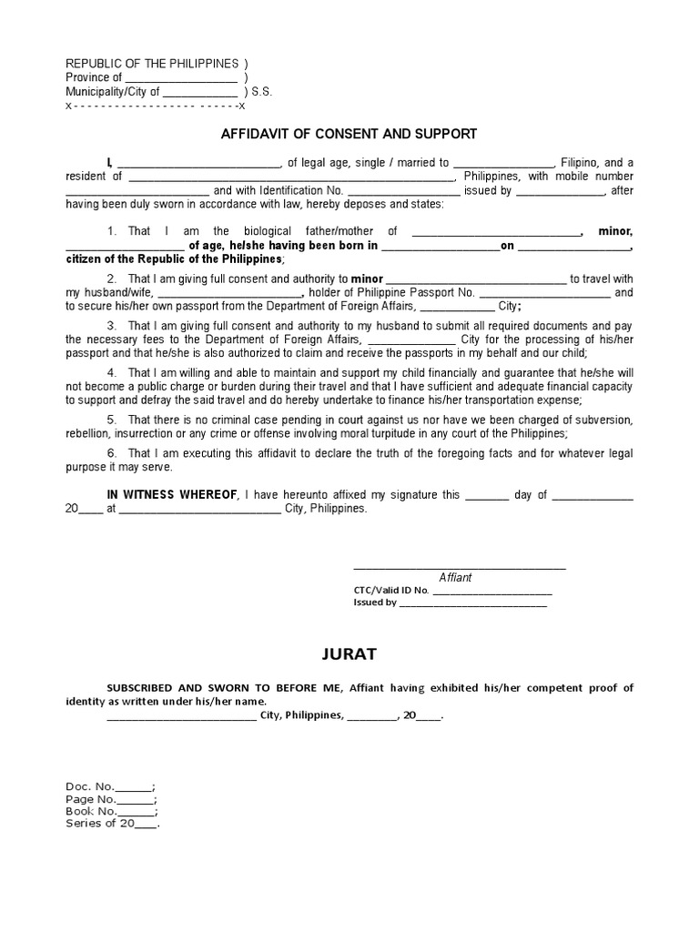 passport minor affidavit