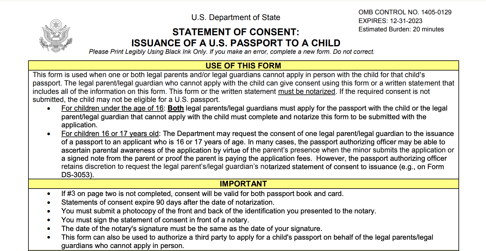 passport notary form