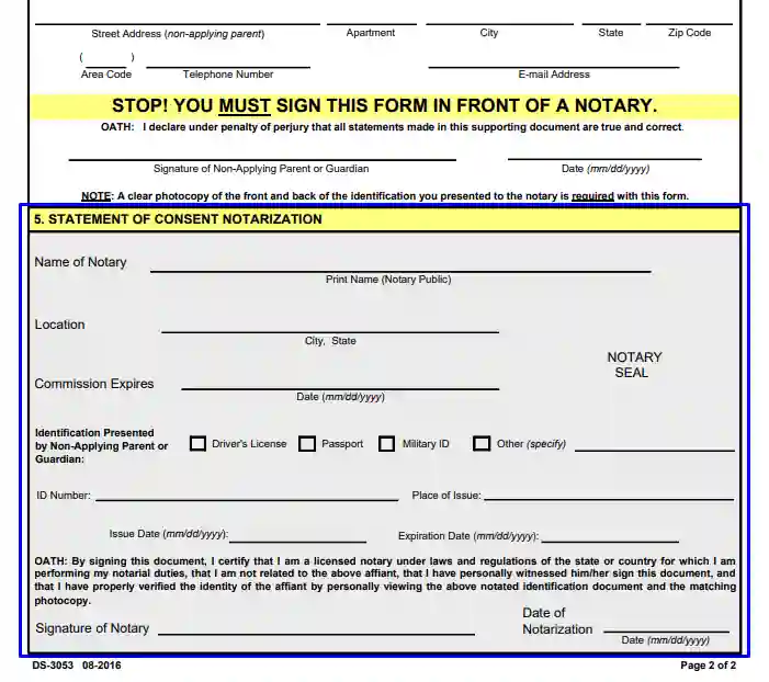 passport notary form