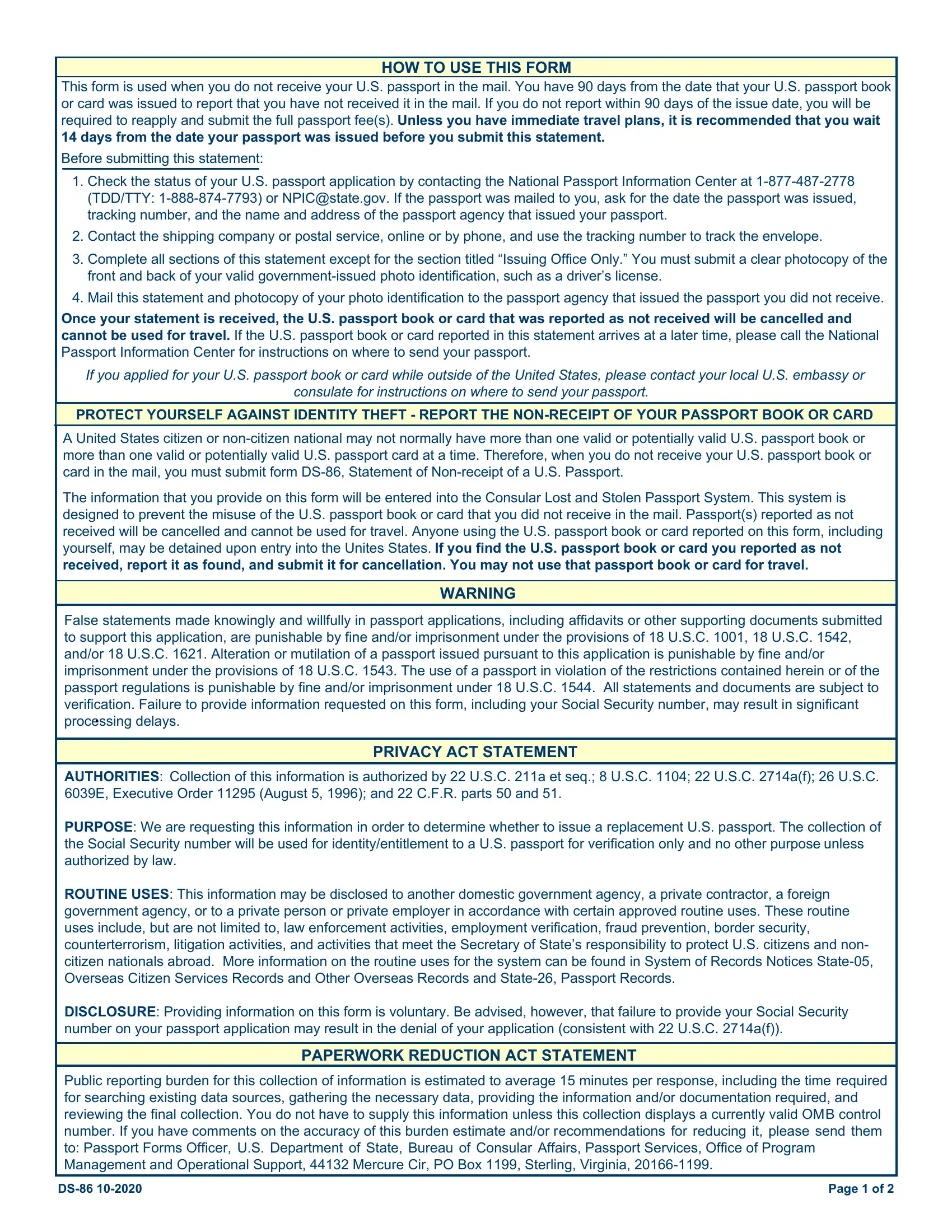 passport paperwork online