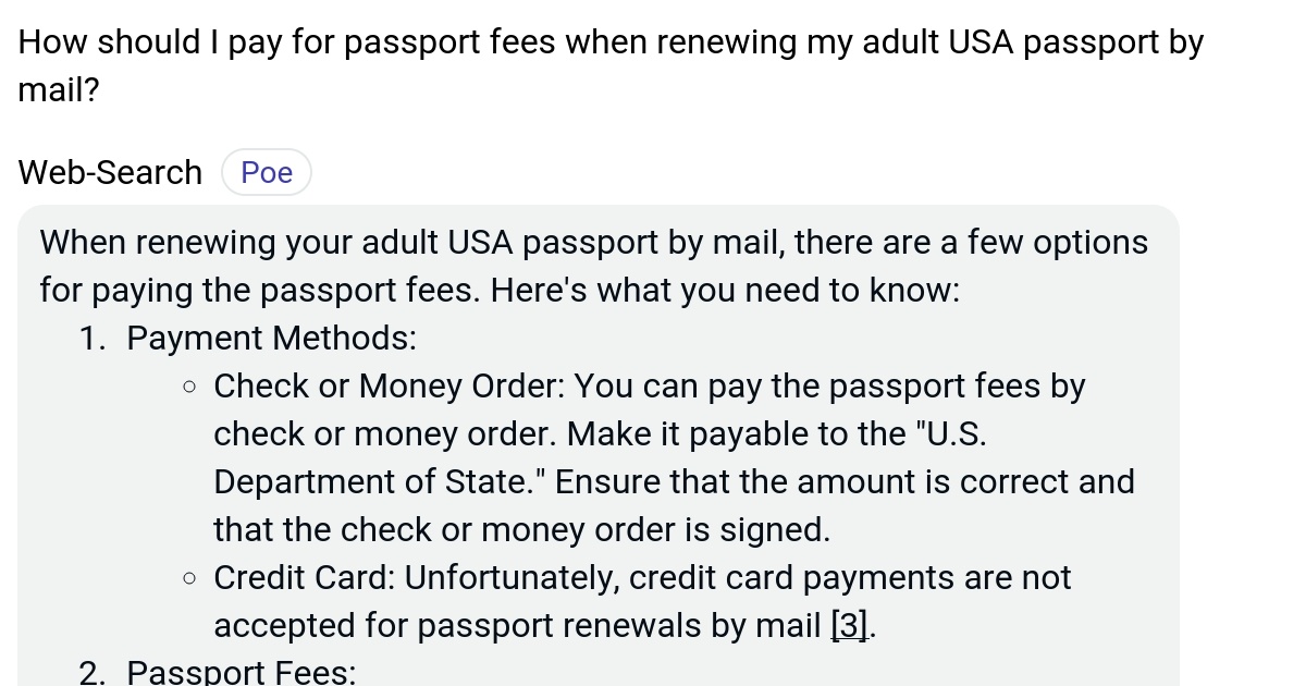 passport payment fees