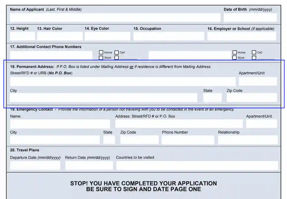 passport permanent address