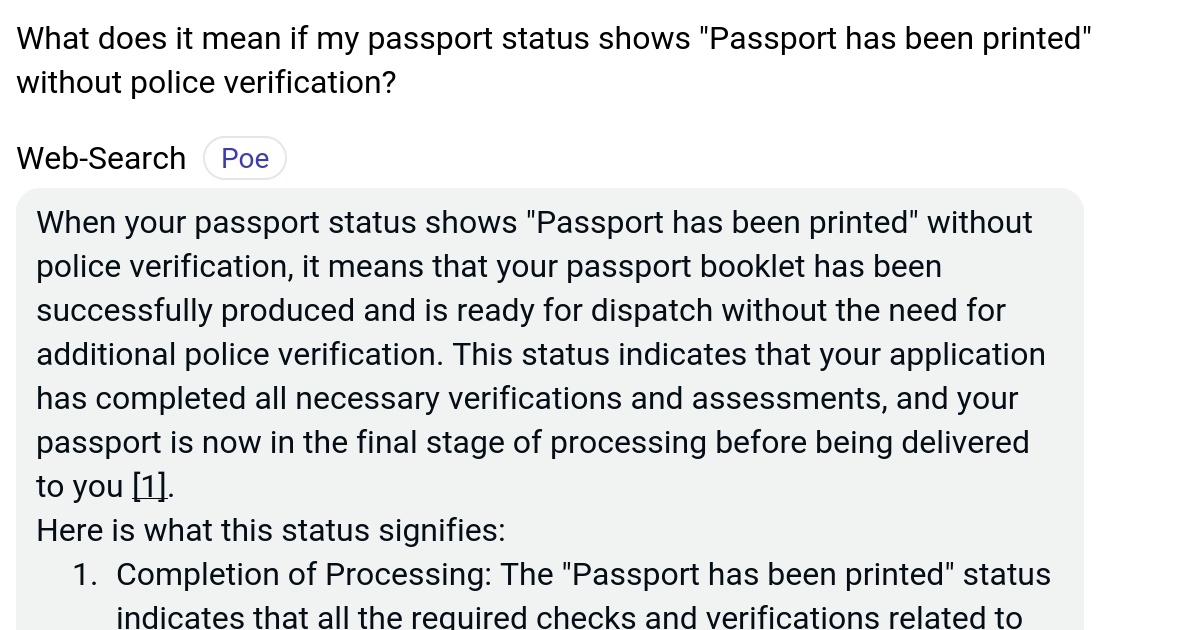 passport printed status