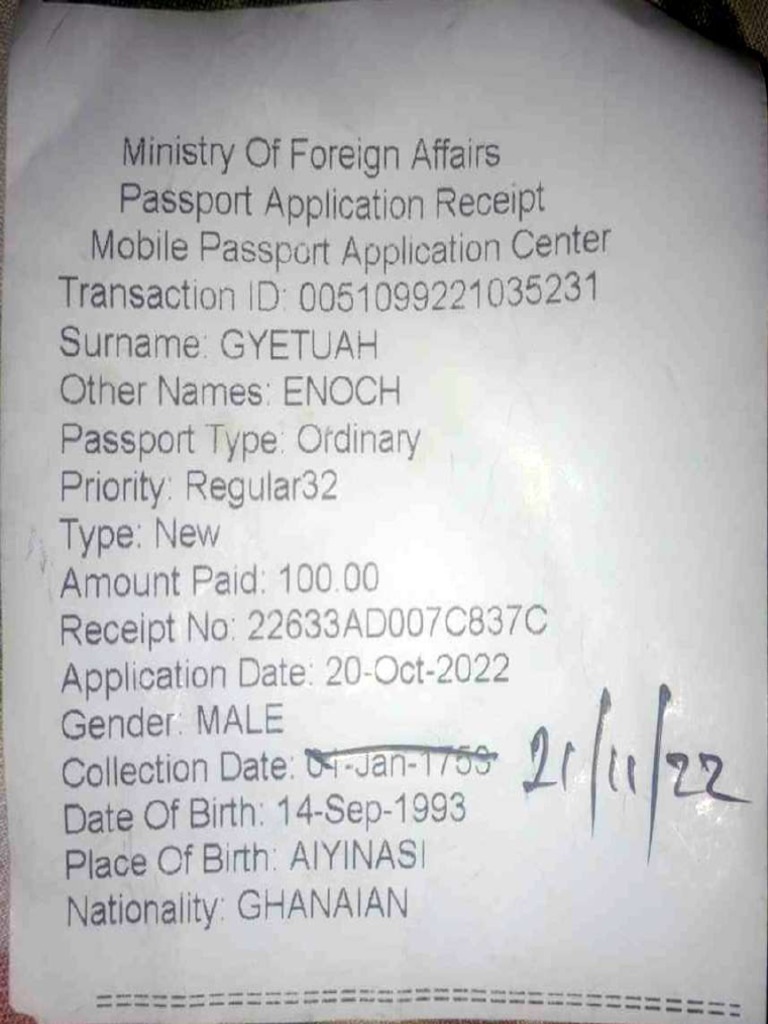 passport receipt