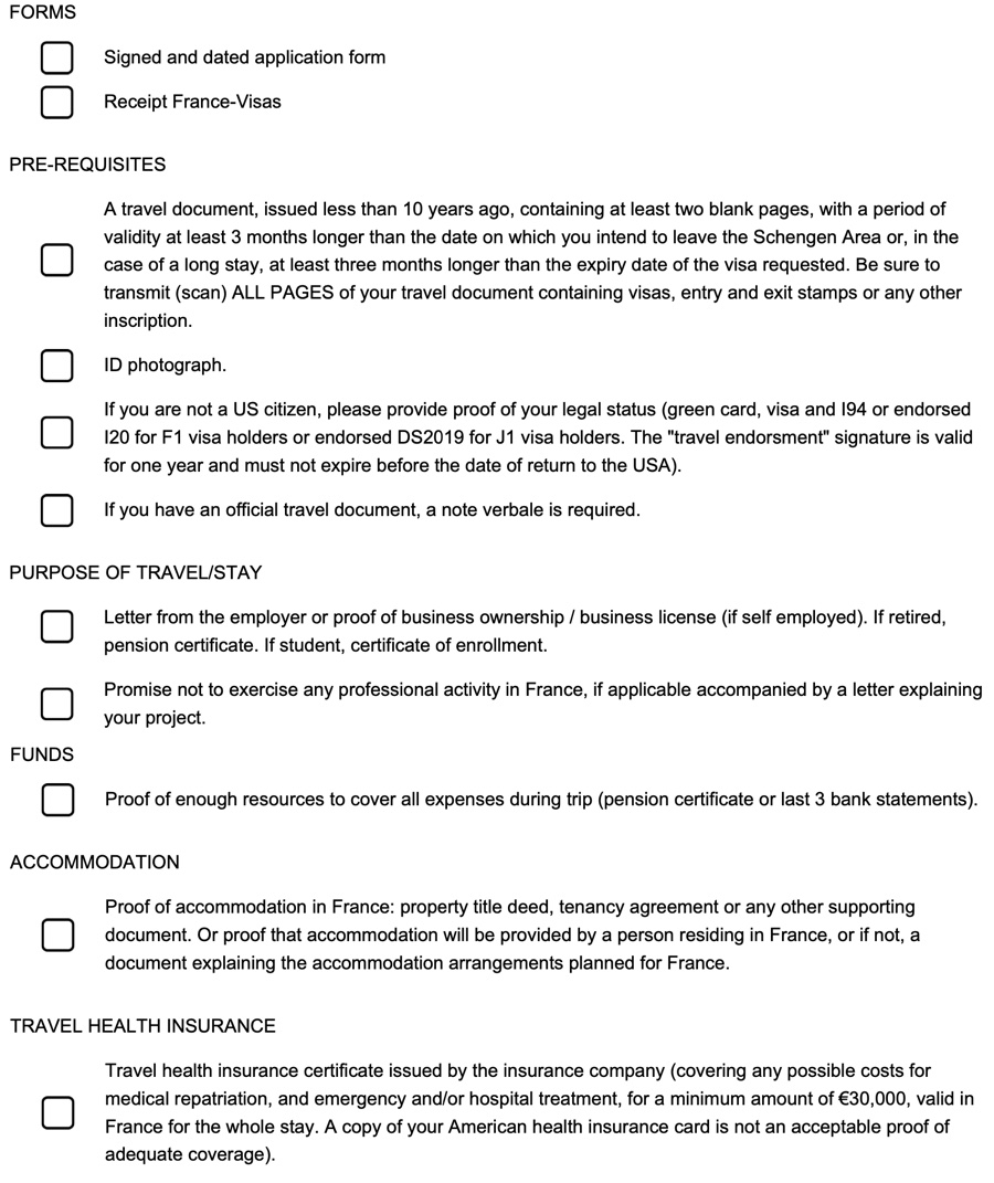 passport requirements to france