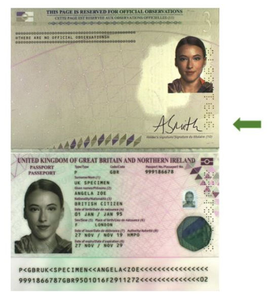 passport signature example