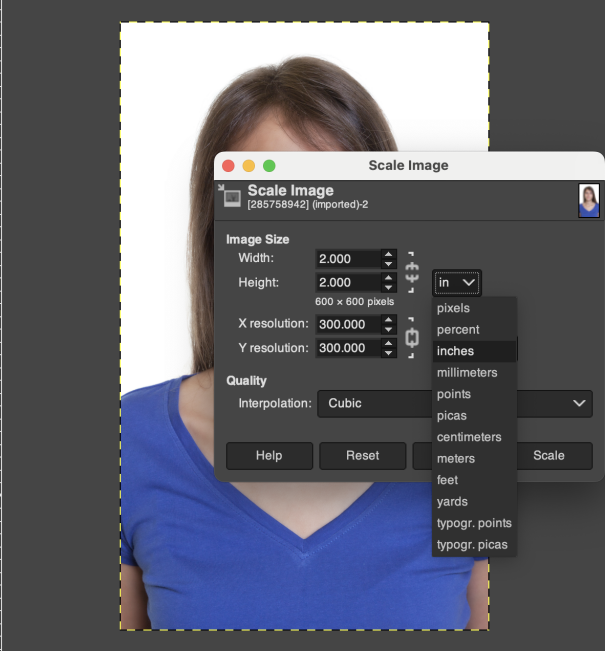 passport size photo height and width