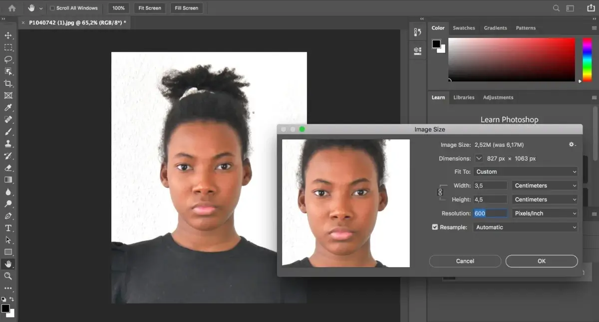 passport size picture dimensions