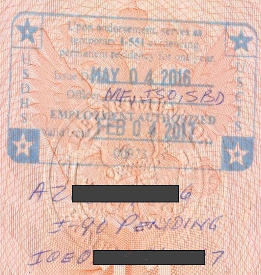 passport stamp green card