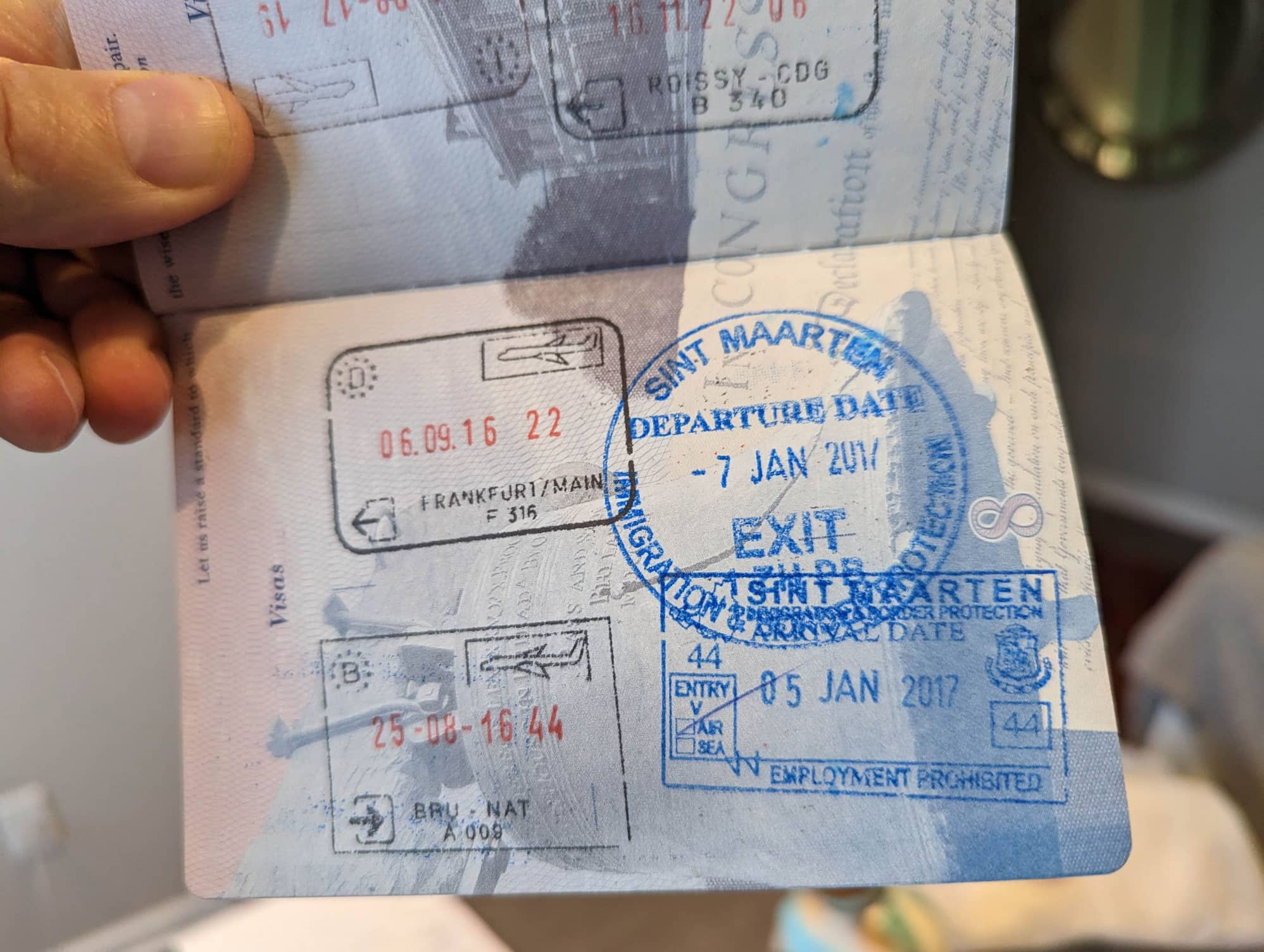 passport stamp page