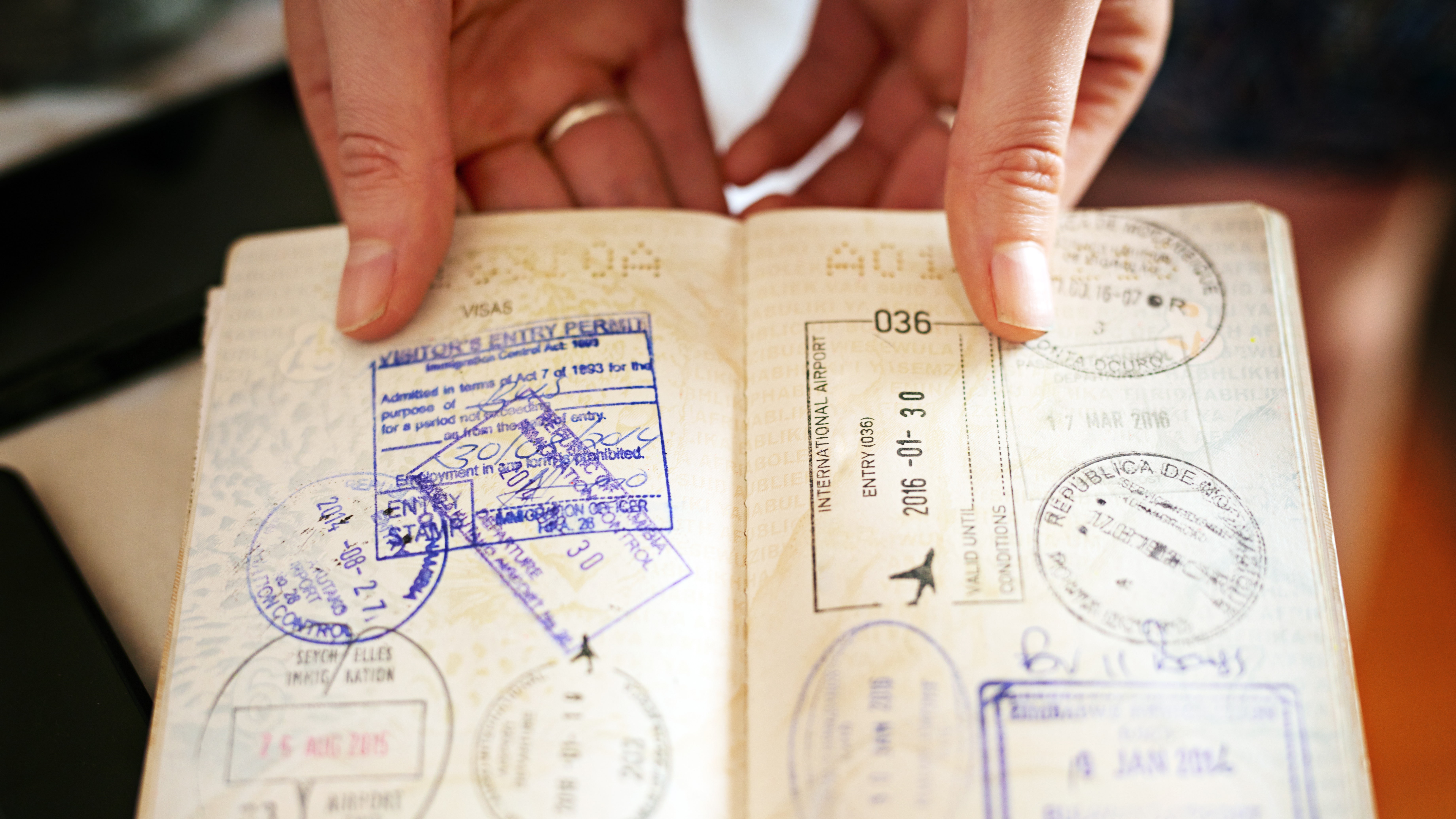 passport stamp page