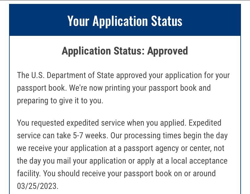 passport status printed