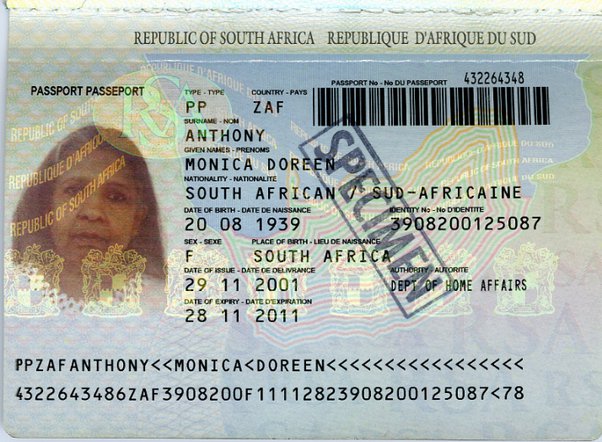 passport to south africa