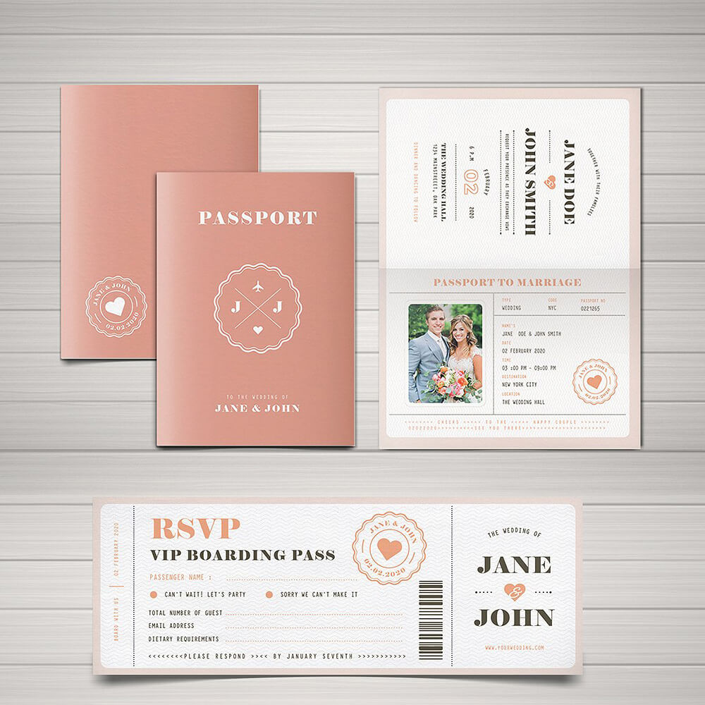 passport wedding invitation template