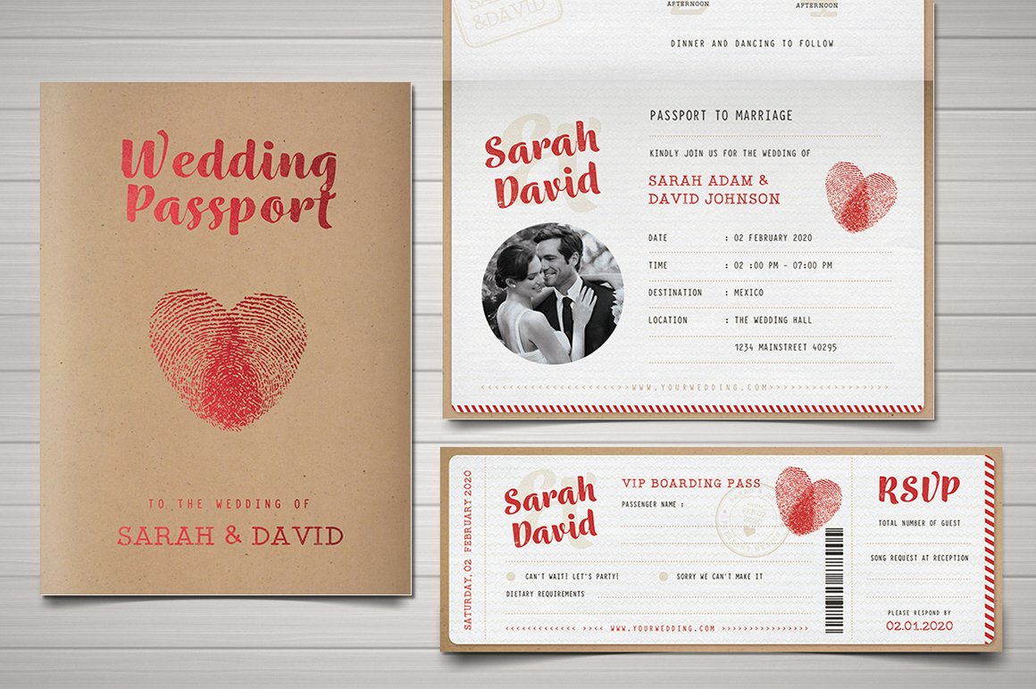 passport wedding invitation template