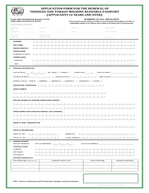 renewal passport form trinidad