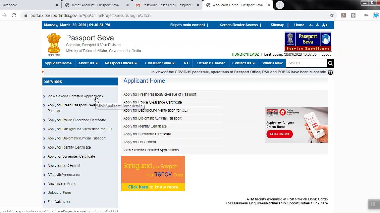 reschedule for passport appointment