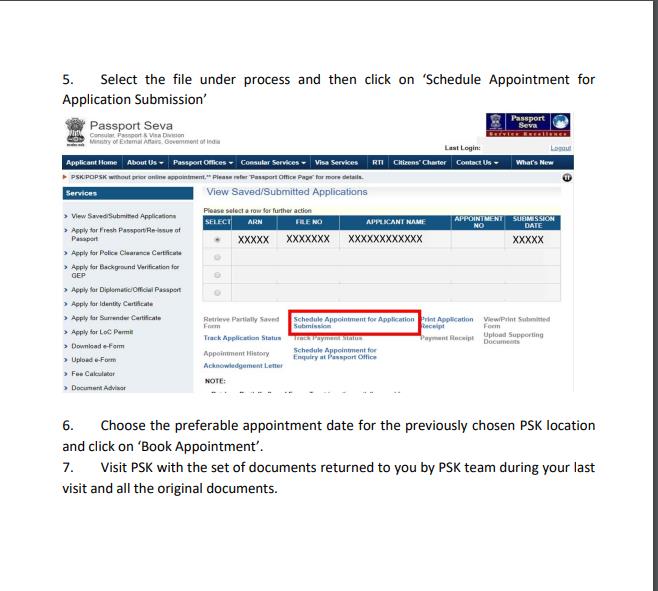 reschedule for passport appointment