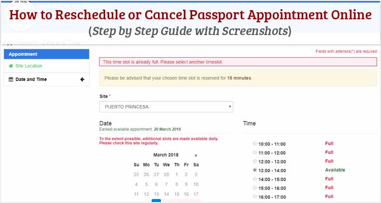 reschedule passport appointment