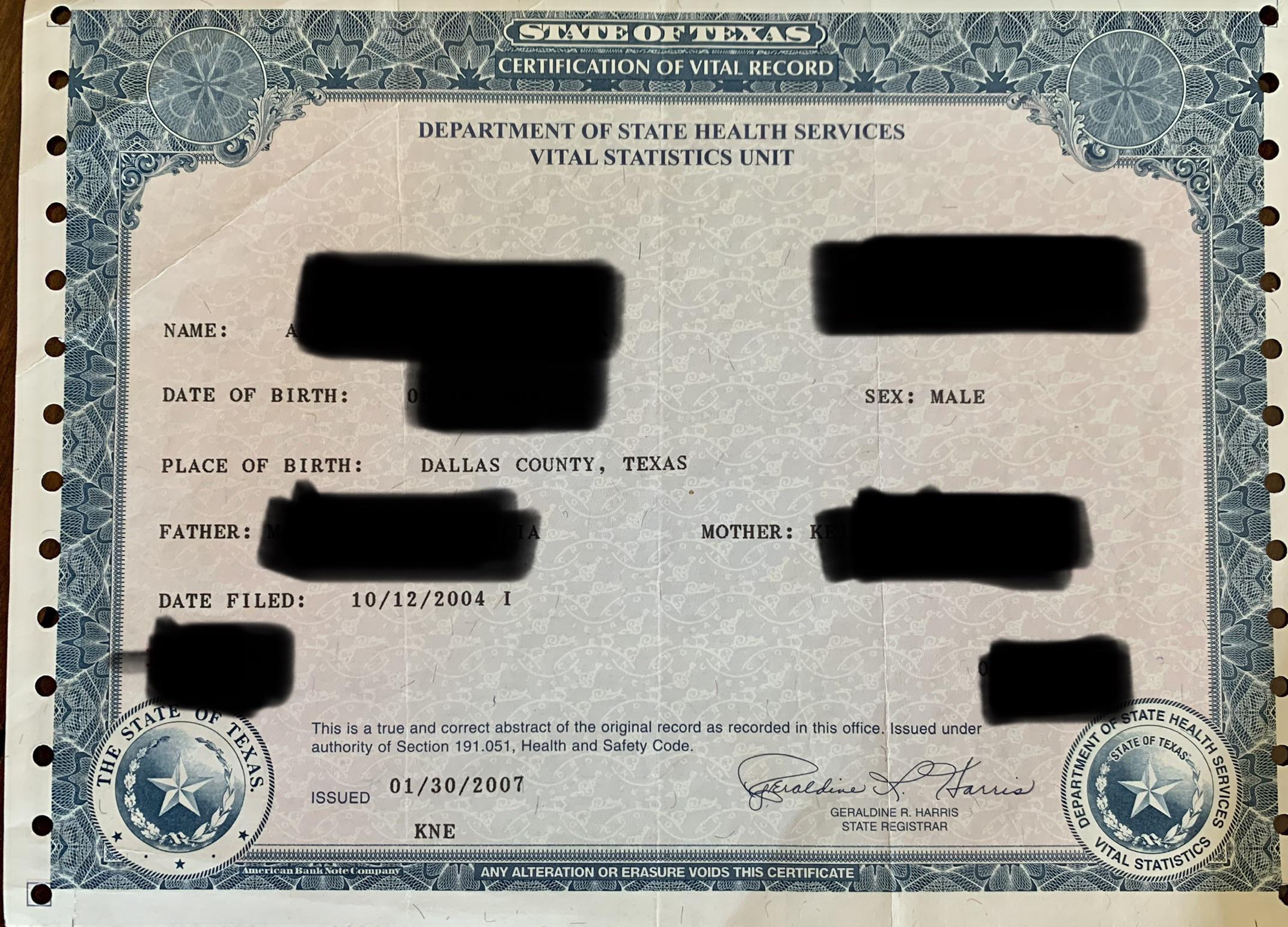 short form birth certificate for passport