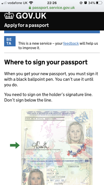 sign on passport