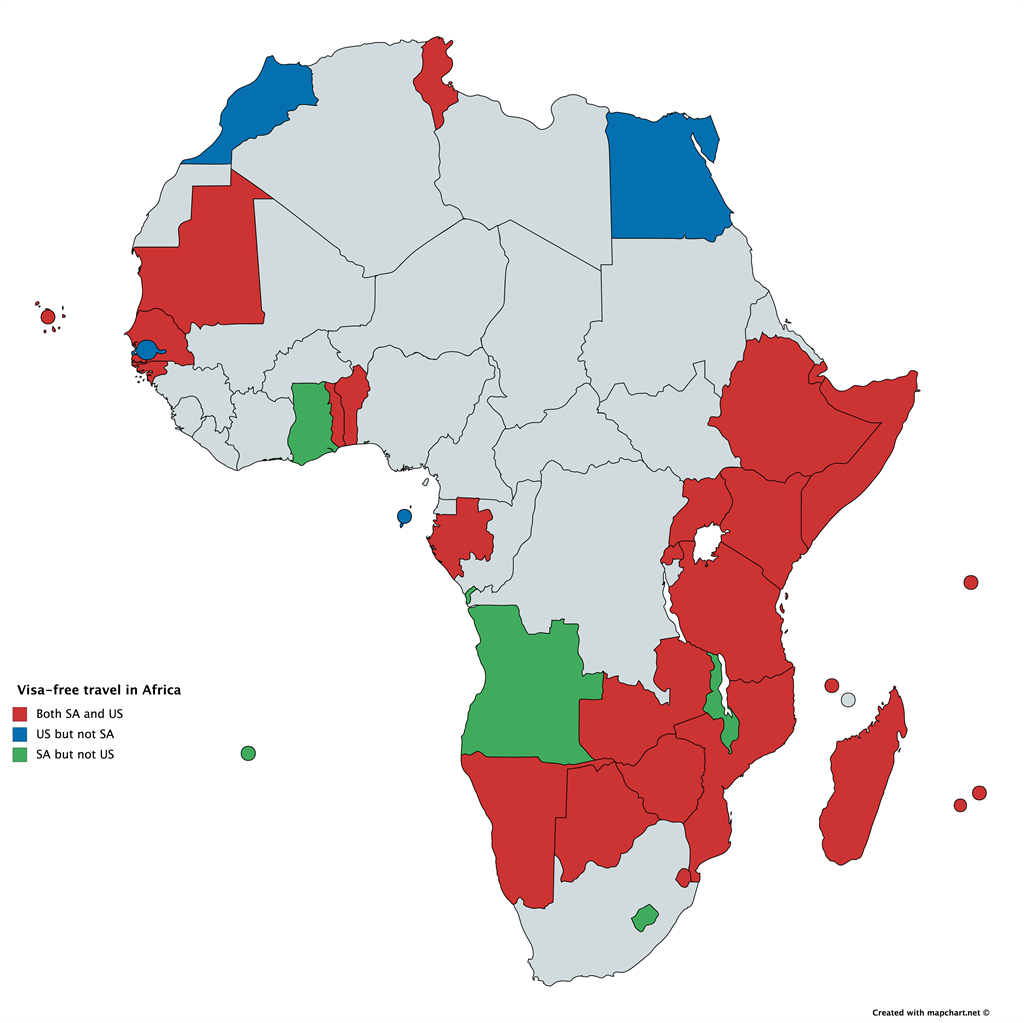 south africa passport visa free countries