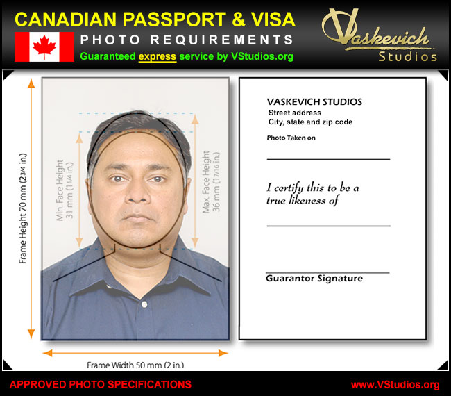 specifications for canadian passport photos