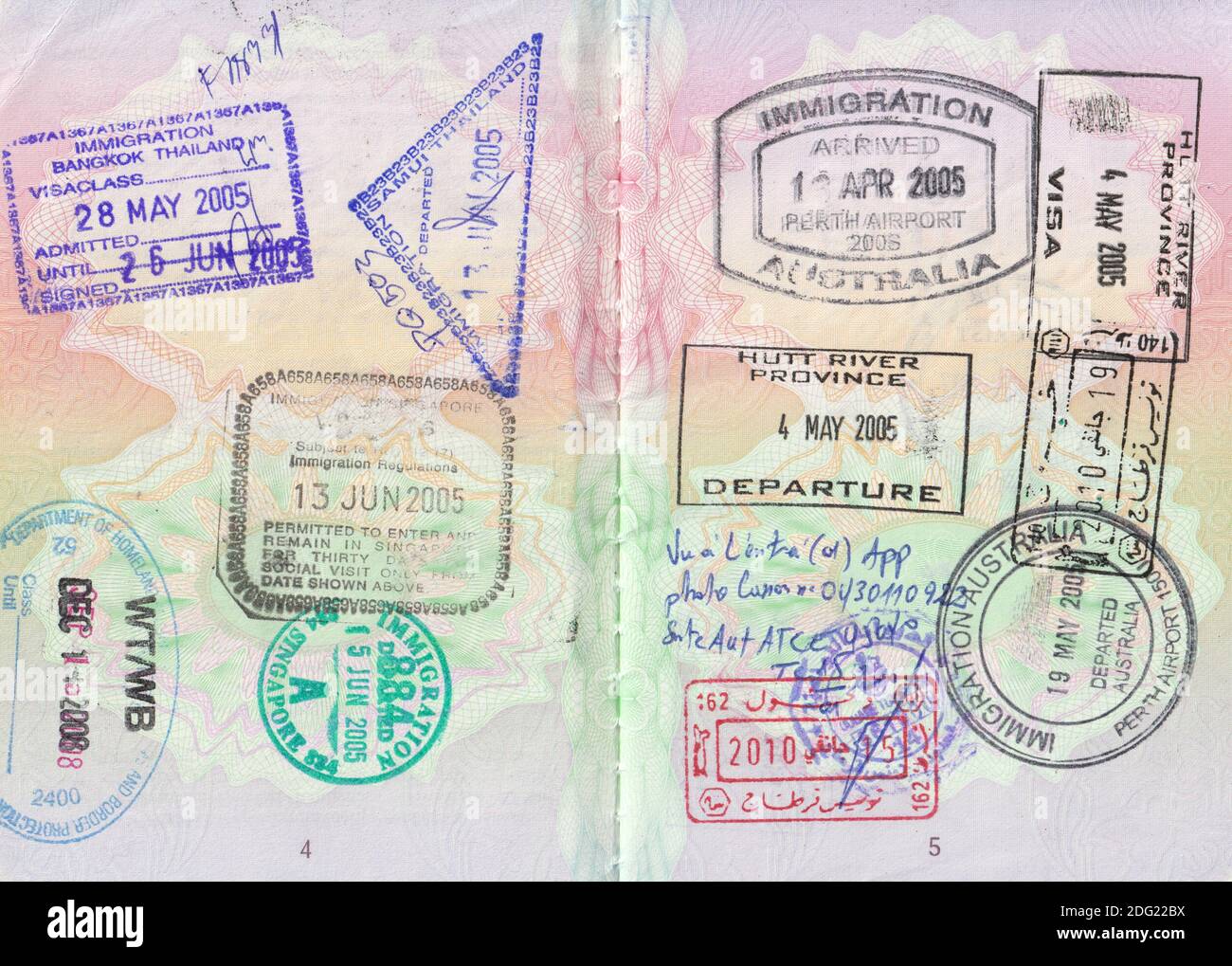 stamped passport pages