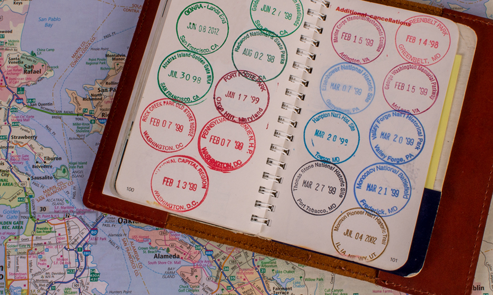 stamped passport pages