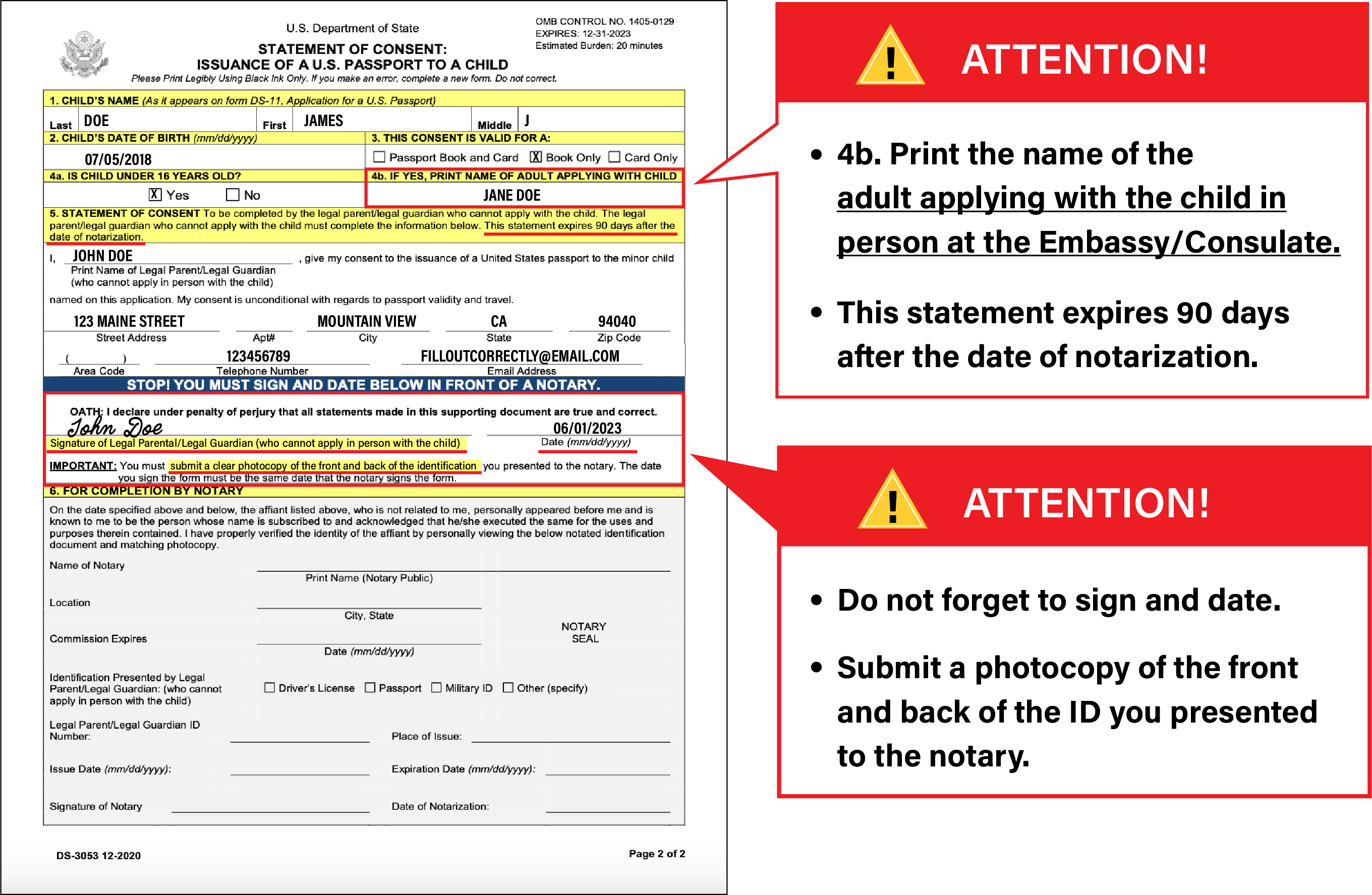 statement of consent for passport